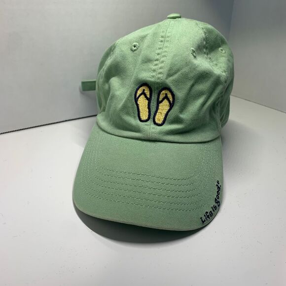 Life is Good Green Flip Flop Adjustable Strap Baseball Hat - Picture 2 of 8